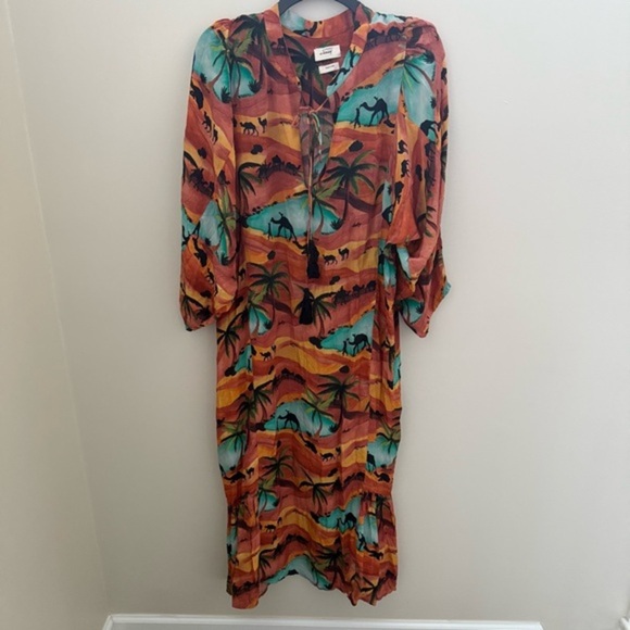 Chufy Anthropologie Made in India Orange Camel Desert Oasis Kaftan Maxi Dress - Picture 2 of 16